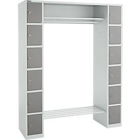 Schäfer Shop Select Kastenkast, met hoedenplank en kledingstang, 2 x 6 vakken, B 1735 x D 500 x H 1950 mm, lichtgrijs/grijs
