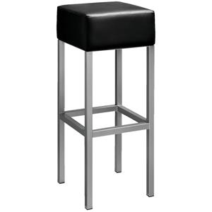 PULSIVA Barkruk Cuba; 32x32x81 cm (BxDxH); zitting zwart, frame zilver; 2 stuk / verpakking