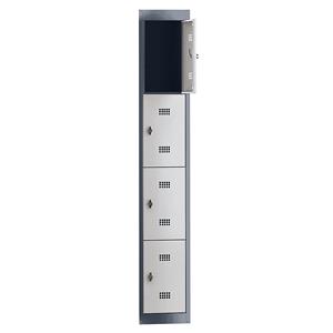 Wolf Stalen kledingkast, ongemonteerd, vleugeldeur, 4 vakken, hoogte 410 mm, breedte 300 mm, aanbouwelement, antracietgrijs / lichtgrijs