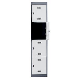 Wolf Stalen kledingkast, ongemonteerd, vleugeldeur, 4 vakken, hoogte 410 mm, breedte 400 mm, aanbouwelement, antracietgrijs / lichtgrijs