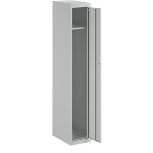 eurokraft basic Garderobenschrank-System, mit Grund- und Anbauelementen, HxBxT 1800 x 300 x 500 mm, 1 Hutboden, 1 Kleiderstange, lichtgrau, Grundelement