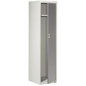 Eurokraft basic Garderobekast-systeem, met basis- en aanbouwelementen, h x b x d = 1800 x 450 x 500 mm, 1 hoedenplank, 1 kledingstang, lichtgrijs / basaltgrijs, basiselement