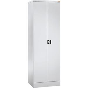 eurokraft basic Stahlschrank mit Sockel, 1 Garderobenleiste, 3 Fachböden, lichtgrau