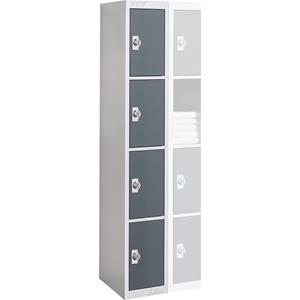 Stalen kledingkast, 4 vakken, breedte 300 mm, aanbouwelement, deur basaltgrijs