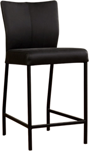 ShopX Leren barstoel revolt laag 23.5 zwart, zwart leer, zwarte barkruk