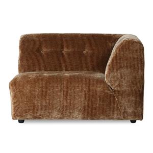 HKliving-collectie Vint bank elem. rechts 1,5-seat corduroy velvet aged gold