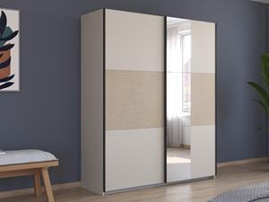 Mobistoxx Kledingkast SENIKO 2 schuifdeuren 175 cm rotan look met spiegel