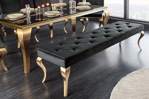 Invicta Interior bank MODERN BAROCK 175cm zwart fluweel goud roestvrij staal - 43386