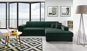 WOONENZO Hoekbank Croma - velvet - groen - rechts