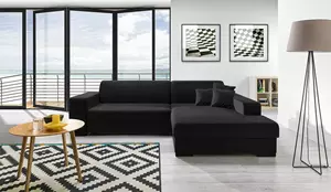 WOONENZO Hoekbank Croma - velvet - zwart - rechts