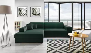 WOONENZO Hoekbank Croma - velvet - groen - links