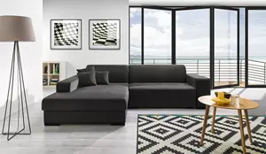 WOONENZO Hoekbank Croma - velvet - antraciet - links