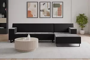 WOONENZO Hoekbank Schiedam - velvet - zwart - rechts