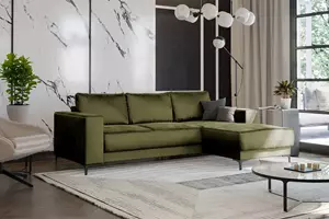 WOONENZO Hoekbank Fleur - velvet - groen - rechts