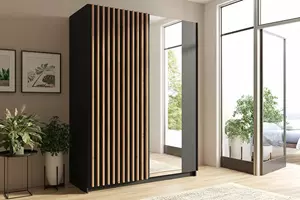 WOONENZO Kledingkast Gozello - zwart (150 cm)