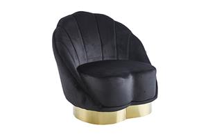 WOONENZO Schelp fauteuil Iona - velvet - zwart