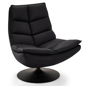 24Designs Tripp Draaibare Fauteuil - Zwart Leer