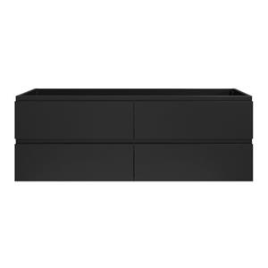 Badplaats Wastafel Onderkast Angela 160 x 48 cm - Zwart Mat - Hangend Wastafelmeubel Met Lades