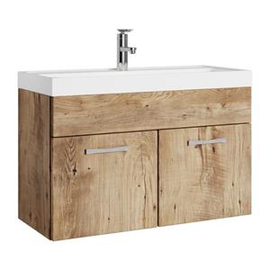 Badplaats Badkamermeubel Set Paso 01 80 cm - Kastanje Eiken - Badmeubel met Wastafel