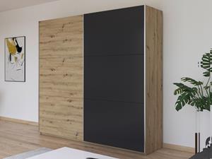 Mobistoxx Kledingkast MANOZA 2 schuifdeuren 218 cm artisan eik/metaalgrijs