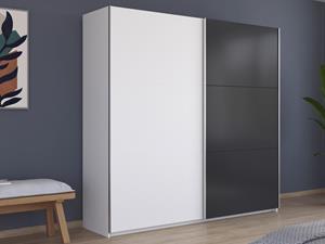 Mobistoxx Kledingkast MANOZA 2 schuifdeuren 218 cm wit/beige