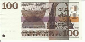 Bankbiljet 100 Gulden Michiel de Ruyter 1970 Zeer Fraai