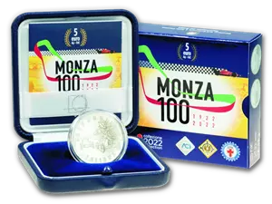 Zilveren 5 Euro ter ere van  100 Jaar Monza Circuit