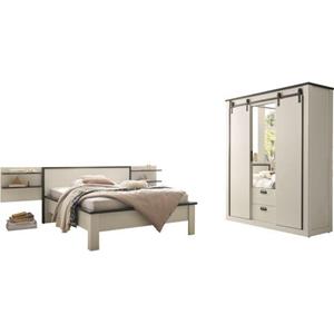 Home affaire Slaapkamerserie Sherwood Ligoppervlak 140 x 200 cm, kast 3-deurs 161 cm breed (4-delig)