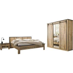 Home affaire Slaapkamerserie Sherwood Ligoppervlak 180 x 200 cm, kast 3-deurs 201 cm breed (4-delig)