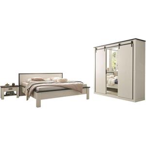 Home affaire Slaapkamerserie Sherwood Ligoppervlak 180 x 200 cm, kast 3-deurs 201 cm breed (4-delig)