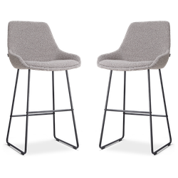 Nolon Nino-Isa barkruk bouclé taupe - zwart onderstel - 75 cm - set van 2