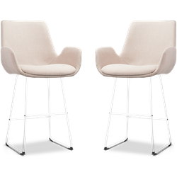 Nolon Nino-Eef barkruk beige - wit onderstel - 65 cm - set van 2