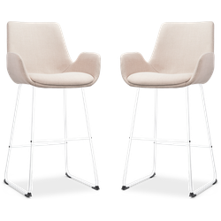Nolon Nino-Eef barkruk beige - wit onderstel - 75 cm - set van 2