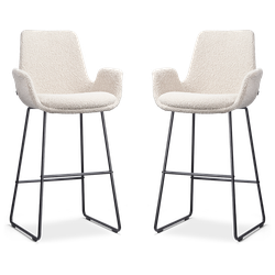 Nolon Nino-Eef barkruk bouclé beige - zwart onderstel - 75 cm - set van 2