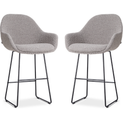 Nolon Nino-Mae barkruk bouclé taupe - zwart onderstel - 65 cm - set van 2