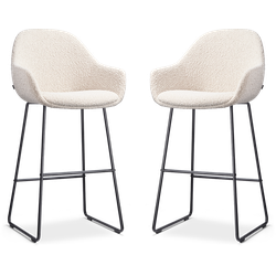 Nolon Nino-Mae barkruk bouclé beige - zwart onderstel - 75 cm - set van 2