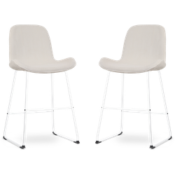 Nolon Nino-Fé barkruk rib crème - wit onderstel - 65 cm - set van 2