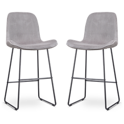 Nolon Nino-Fé barkruk rib warm grijs - zwart onderstel - 75 cm - set van 2