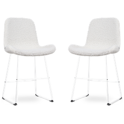 Nolon Nino-Fé barkruk teddy gebroken wit - wit onderstel - 65 cm - set van 2