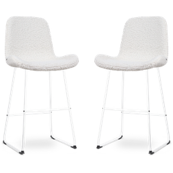 Nolon Nino-Fé barkruk teddy gebroken wit - wit onderstel - 75 cm - set van 2