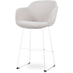 Nolon Nino-Mare barkruk bouclé beige - wit onderstel - 75 cm