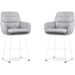 Nolon Nino-Mia barkruk grijs - wit onderstel - 65 cm - set van 2