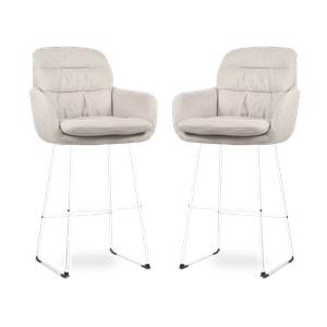 Nolon Nino-Mia barkruk beige - wit onderstel - 75 cm - set van 2