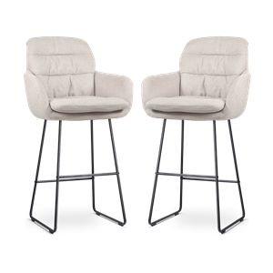 Nolon Nino-Mia barkruk beige - zwart onderstel - 75 cm - set van 2