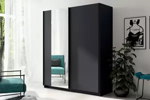 WOONENZO Kledingkast Gose - met spiegel - grijs (180 cm)