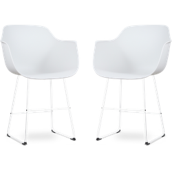Nolon Nino-Puk barkruk wit - wit onderstel - 65 cm - set van 2