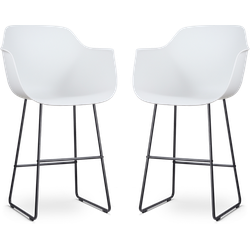 Nolon Nino-Puk barkruk wit - zwart onderstel - 75 cm - set van 2