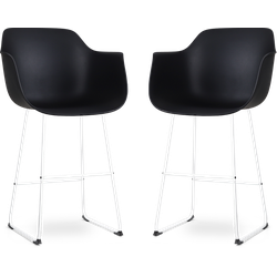 Nolon Nino-Puk barkruk zwart - wit onderstel - 75 cm - set van 2