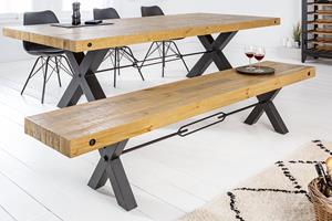 Invicta Interior Massief houten bank THOR 200cm vintage bruin grenen gerecycled industrieel ontwerp - 43677