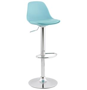 KokoonDesign Barkruk Suki kunstleer blauw met chromen voet